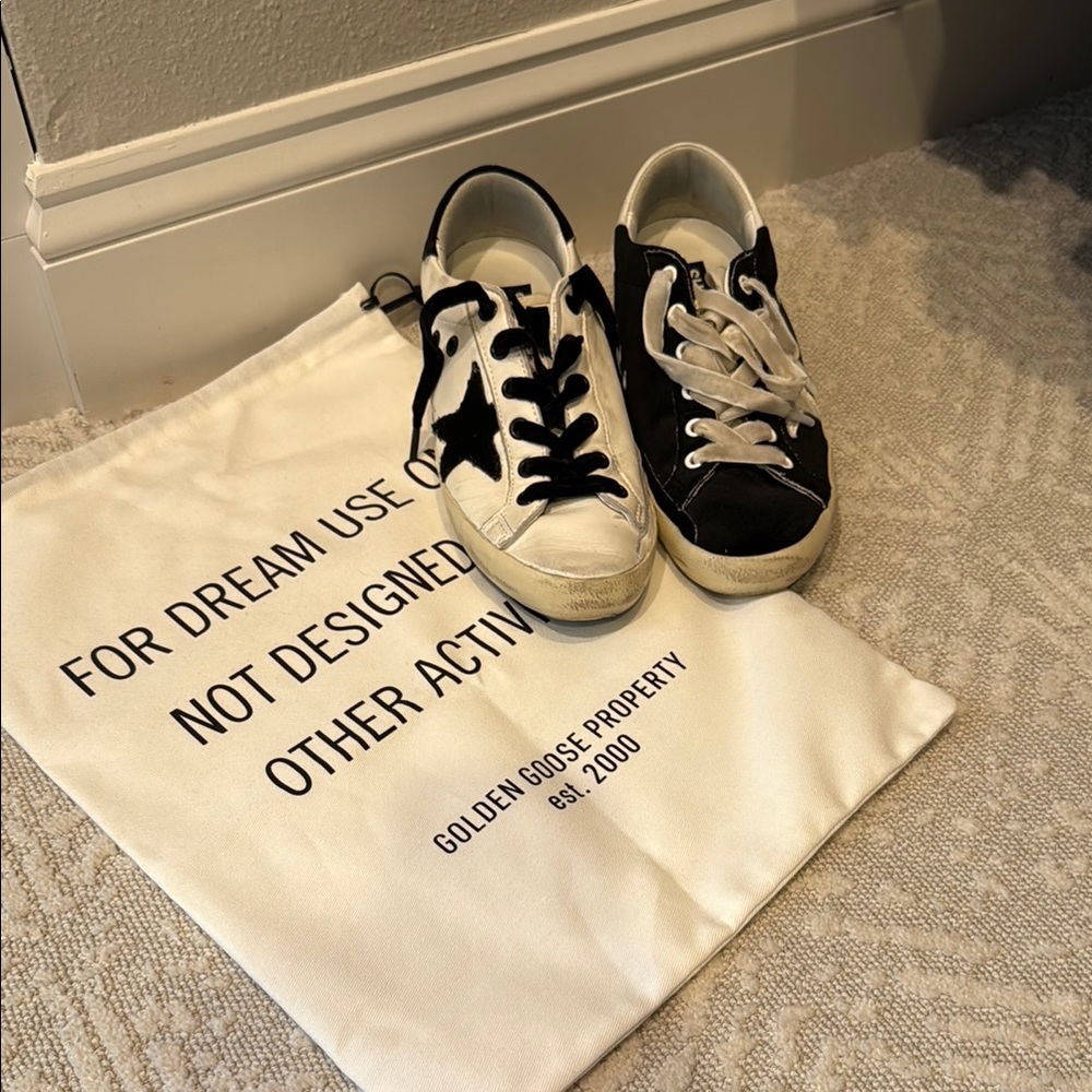 Golden Goose Black and White Star Sneakers